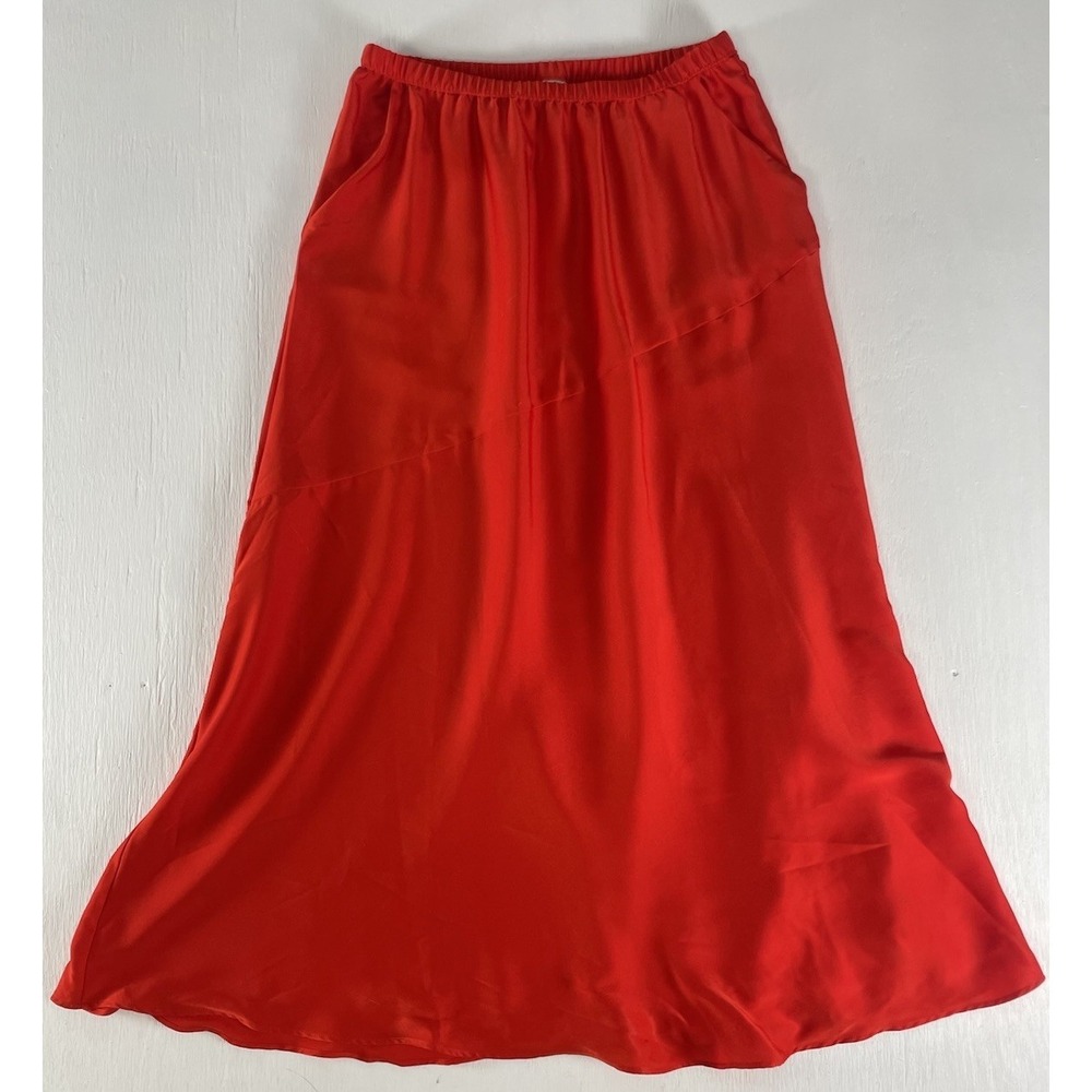 A New Day Maxi A-Line Slip Skirt Red Orange Women's‎ Size S Boho Pockets Flowy